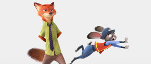 ZOOTOPIA – Pictured (L-R): Nick Wilde, Judy Hopps. "It's a nod to the great Disney animated animal films we all grew up with, but with a funny, contemporary twist," said director Rich Moore (“Wreck-It Ralph,” “The Simpsons”). "Our artists and animators did tons of research to integrate true animal behaviors into each of our characters. The world of Zootopia is fantastic, infused with international flavor that will be relatable to everyone.” ©2015 Disney. All Rights Reserved.